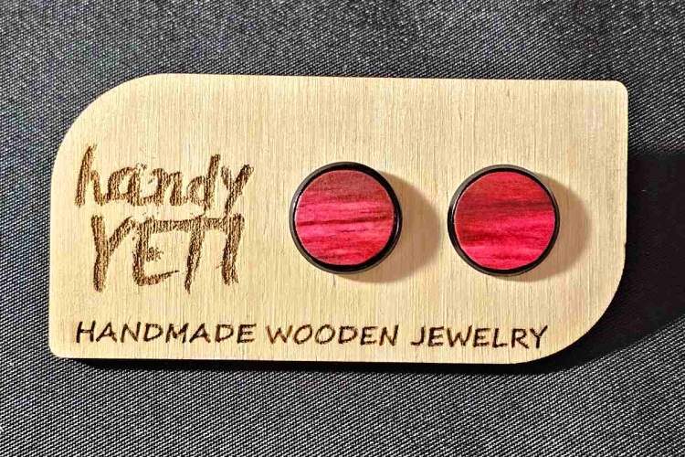 Dřevěné náušnice pecky ze dřeva jabloně